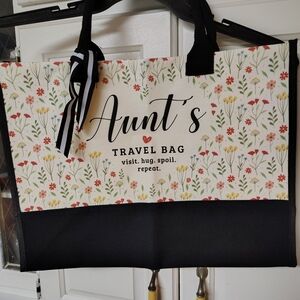 Floral Travel Bag - Black and Cream